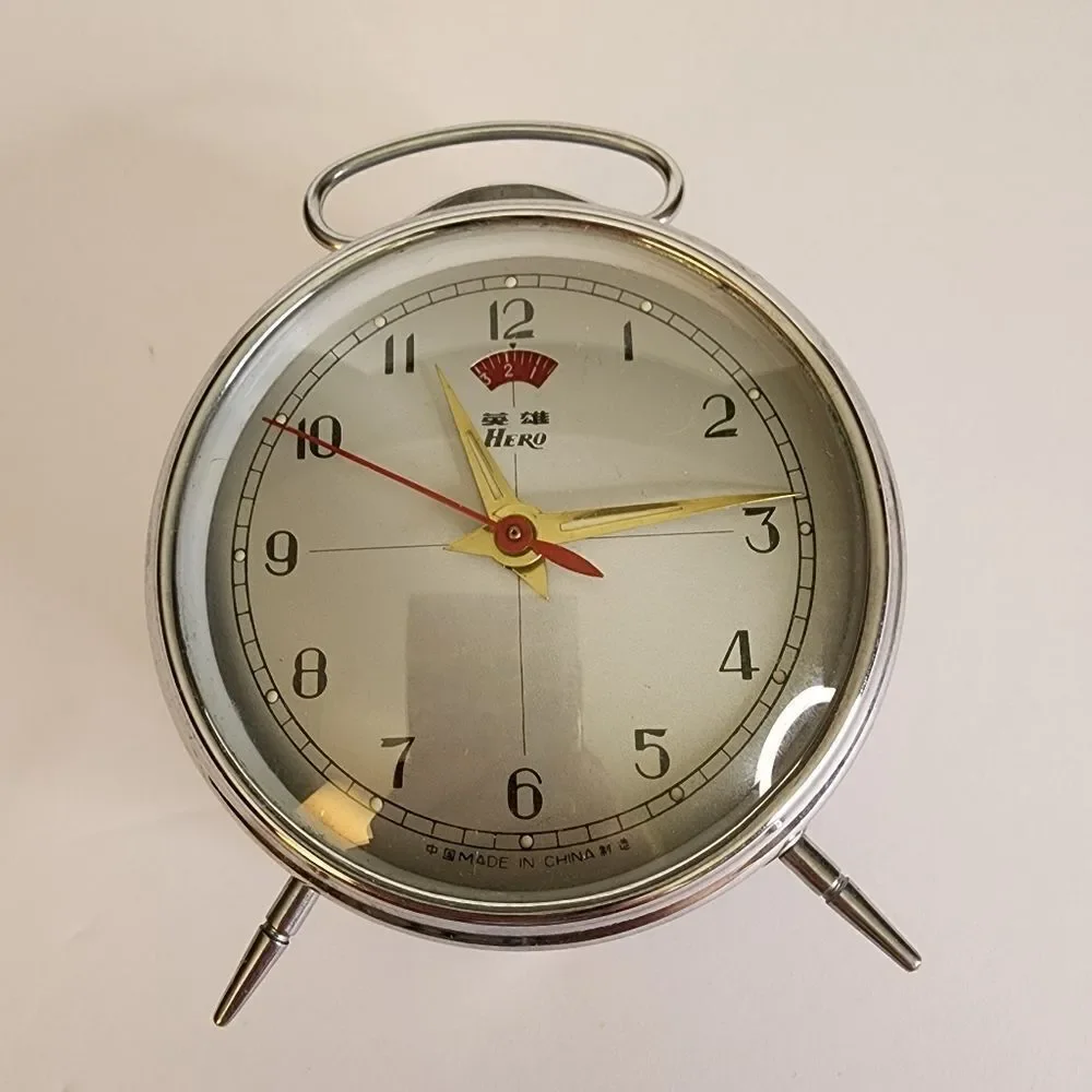 Hero Vintage Inspired Wind Up Metal Table Top Alarm Clock